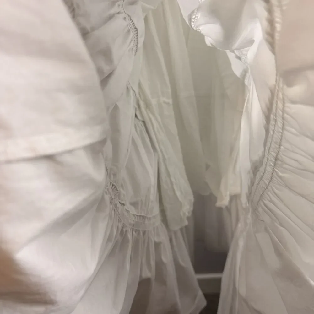 O.P.T Lazy Afternoon Dress White Maxi Medium Smocked Cotton Lined Puff Sleeve - Picture 3 of 15